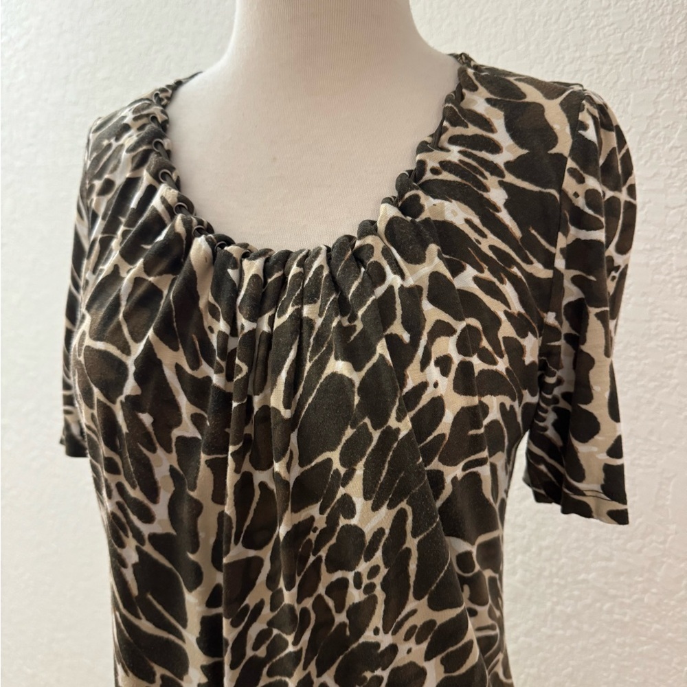 Laurel by Escada Vintage Animal Print Blouse Size 6 Designer Chic